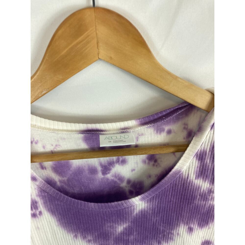 NWT Abound Purple Tie Dye Women's Muscle Ribbed Plus Size Tank Top 2X - Picture 3 of 5